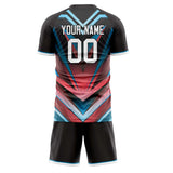 Custom Black Red GeometricalPattern Soccer Set