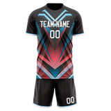 Custom Black Red GeometricalPattern Soccer Set