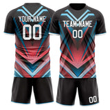 Custom Black Red GeometricalPattern Soccer Set