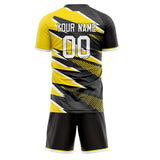 Custom Black Yellow GeometricalPattern Soccer Set