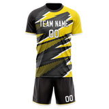 Custom Black Yellow GeometricalPattern Soccer Set