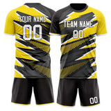 Custom Black Yellow GeometricalPattern Soccer Set