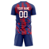 Custom Navy Red GeometricalPattern Soccer Set