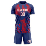 Custom Navy Red GeometricalPattern Soccer Set