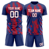 Custom Navy Red GeometricalPattern Soccer Set
