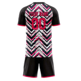 Custom Black Pink GeometricalPattern Soccer Set