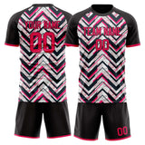 Custom Black Pink GeometricalPattern Soccer Set