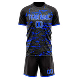 Custom Black Blue GeometricalPattern Soccer Set