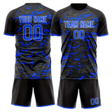 Custom Black Blue GeometricalPattern Soccer Set
