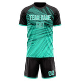 Custom Teal Black GeometricalPattern Soccer Set