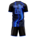 Custom Black Blue GeometricalPattern Soccer Set
