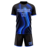 Custom Black Blue GeometricalPattern Soccer Set