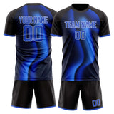 Custom Black Blue GeometricalPattern Soccer Set