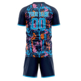 Custom Navy Blue GeometricalPattern Soccer Set