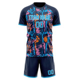Custom Navy Blue GeometricalPattern Soccer Set