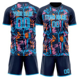 Custom Navy Blue GeometricalPattern Soccer Set