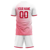 Custom Red White GeometricalPattern Soccer Set