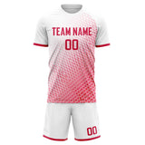 Custom Red White GeometricalPattern Soccer Set