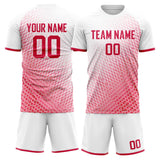 Custom Red White GeometricalPattern Soccer Set