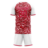 Custom Red White GeometricalPattern Soccer Set