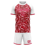 Custom Red White GeometricalPattern Soccer Set