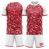 Custom Red White GeometricalPattern Soccer Set