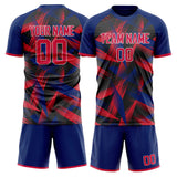 Custom Red Navy GeometricalPattern Soccer Set