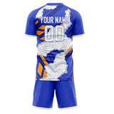 Custom White Blue GeometricalPattern Soccer Set