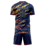 Custom Navy Red GeometricalPattern Soccer Set