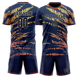 Custom Navy Red GeometricalPattern Soccer Set