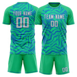Custom Teal Blue GeometricalPattern Soccer Set