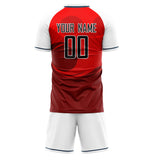 Custom Red White GeometricalPattern Soccer Set