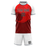 Custom Red White GeometricalPattern Soccer Set