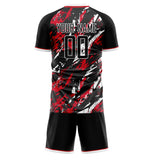 Custom Black Red GeometricalPattern Soccer Set