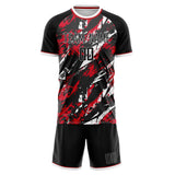 Custom Black Red GeometricalPattern Soccer Set