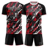 Custom Black Red GeometricalPattern Soccer Set