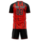 Custom Red Black GeometricalPattern Soccer Set