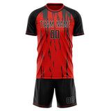 Custom Red Black GeometricalPattern Soccer Set