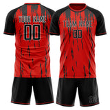 Custom Red Black GeometricalPattern Soccer Set