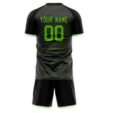 Custom Black Neon Green GeometricalPattern Soccer Set