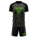 Custom Black Neon Green GeometricalPattern Soccer Set