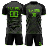 Custom Black Neon Green GeometricalPattern Soccer Set