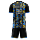 Custom Black Gray GeometricalPattern Soccer Set