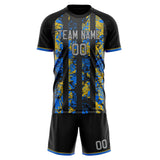 Custom Black Gray GeometricalPattern Soccer Set