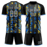 Custom Black Gray GeometricalPattern Soccer Set