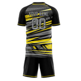 Custom Gray Yellow GeometricalPattern Soccer Set