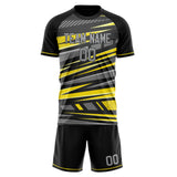 Custom Gray Yellow GeometricalPattern Soccer Set