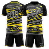 Custom Gray Yellow GeometricalPattern Soccer Set