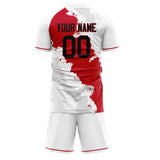 Custom White Red GeometricalPattern Soccer Set