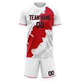 Custom White Red GeometricalPattern Soccer Set